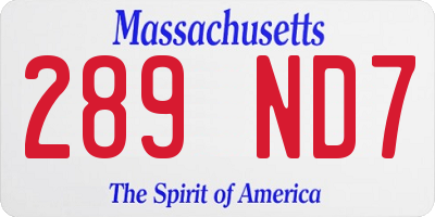 MA license plate 289ND7