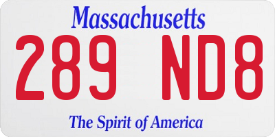 MA license plate 289ND8