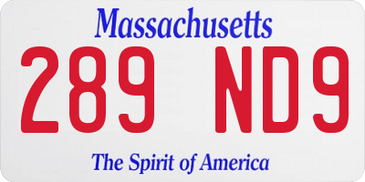 MA license plate 289ND9
