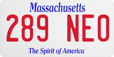 MA license plate 289NE0