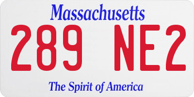 MA license plate 289NE2