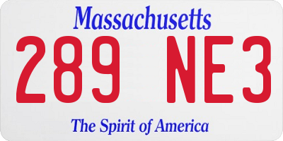 MA license plate 289NE3