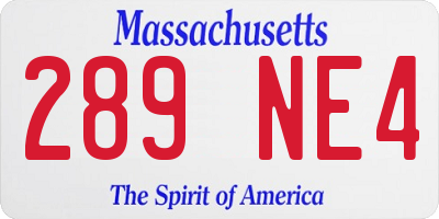 MA license plate 289NE4
