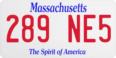 MA license plate 289NE5