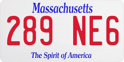 MA license plate 289NE6