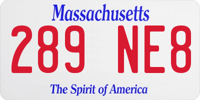 MA license plate 289NE8