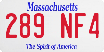 MA license plate 289NF4