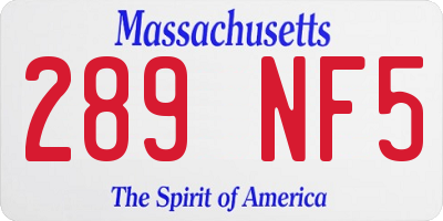 MA license plate 289NF5