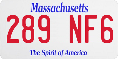 MA license plate 289NF6
