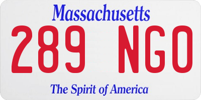 MA license plate 289NG0