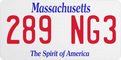 MA license plate 289NG3