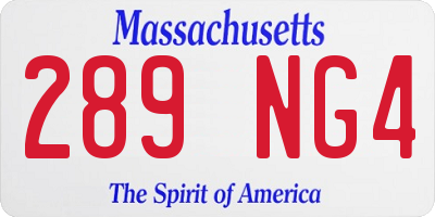 MA license plate 289NG4