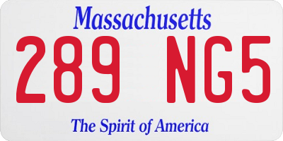 MA license plate 289NG5