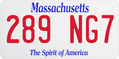MA license plate 289NG7