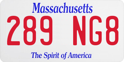 MA license plate 289NG8