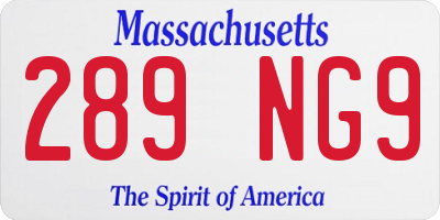 MA license plate 289NG9
