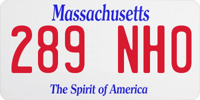MA license plate 289NH0