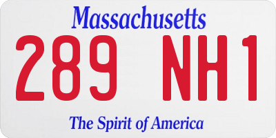 MA license plate 289NH1