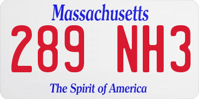 MA license plate 289NH3