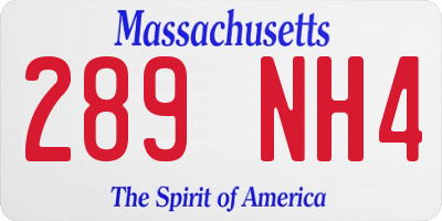 MA license plate 289NH4