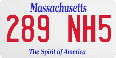MA license plate 289NH5