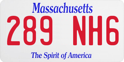 MA license plate 289NH6