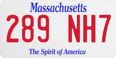 MA license plate 289NH7