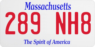 MA license plate 289NH8
