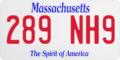 MA license plate 289NH9
