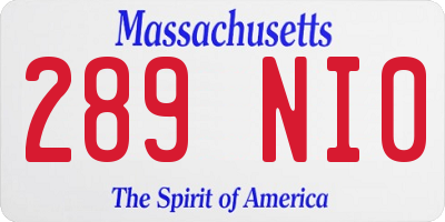 MA license plate 289NI0