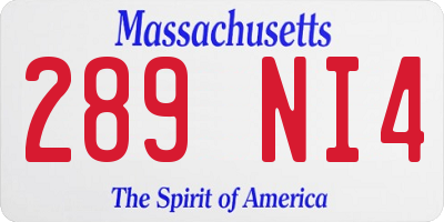 MA license plate 289NI4