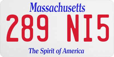 MA license plate 289NI5