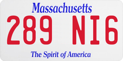 MA license plate 289NI6