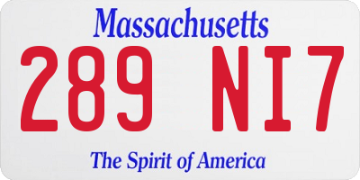 MA license plate 289NI7