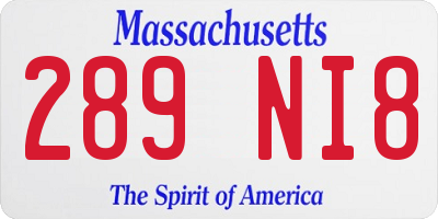 MA license plate 289NI8