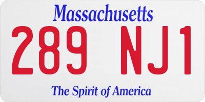 MA license plate 289NJ1