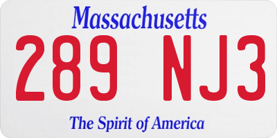 MA license plate 289NJ3