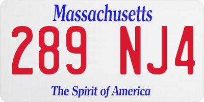 MA license plate 289NJ4