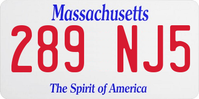 MA license plate 289NJ5