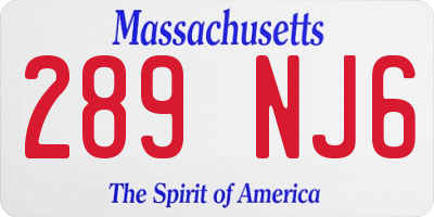 MA license plate 289NJ6