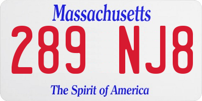 MA license plate 289NJ8