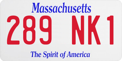 MA license plate 289NK1
