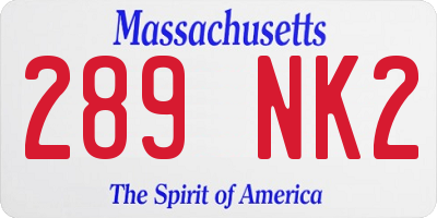 MA license plate 289NK2