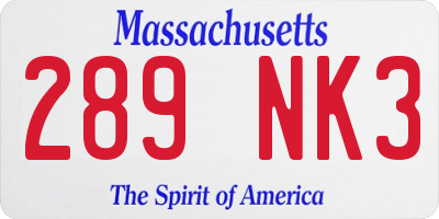 MA license plate 289NK3