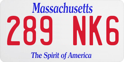 MA license plate 289NK6