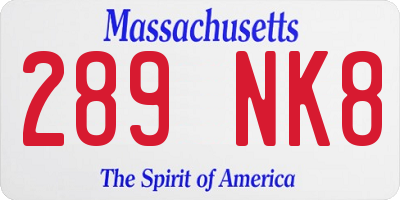 MA license plate 289NK8