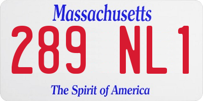 MA license plate 289NL1