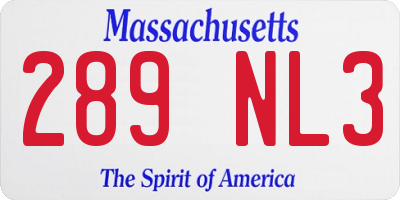 MA license plate 289NL3