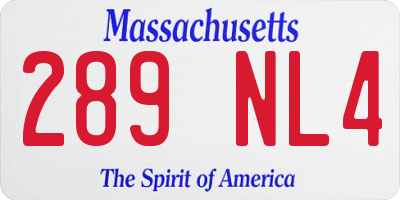 MA license plate 289NL4