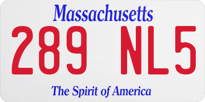 MA license plate 289NL5